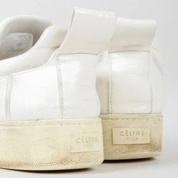 Céline White Stretch Nappa Pull-On Sneakers - Picture 7 of 10